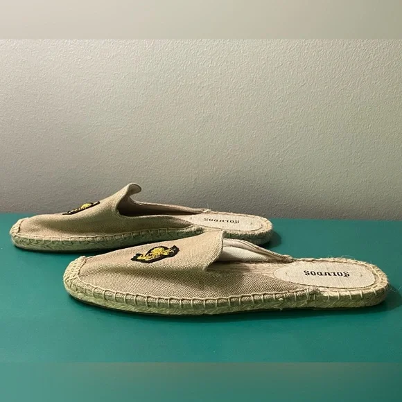 SOLUDOS Bees Cotton Woven Canvas Slip-On Espadrille Mule Flats / Sz 7.5 - Picture 4 of 10
